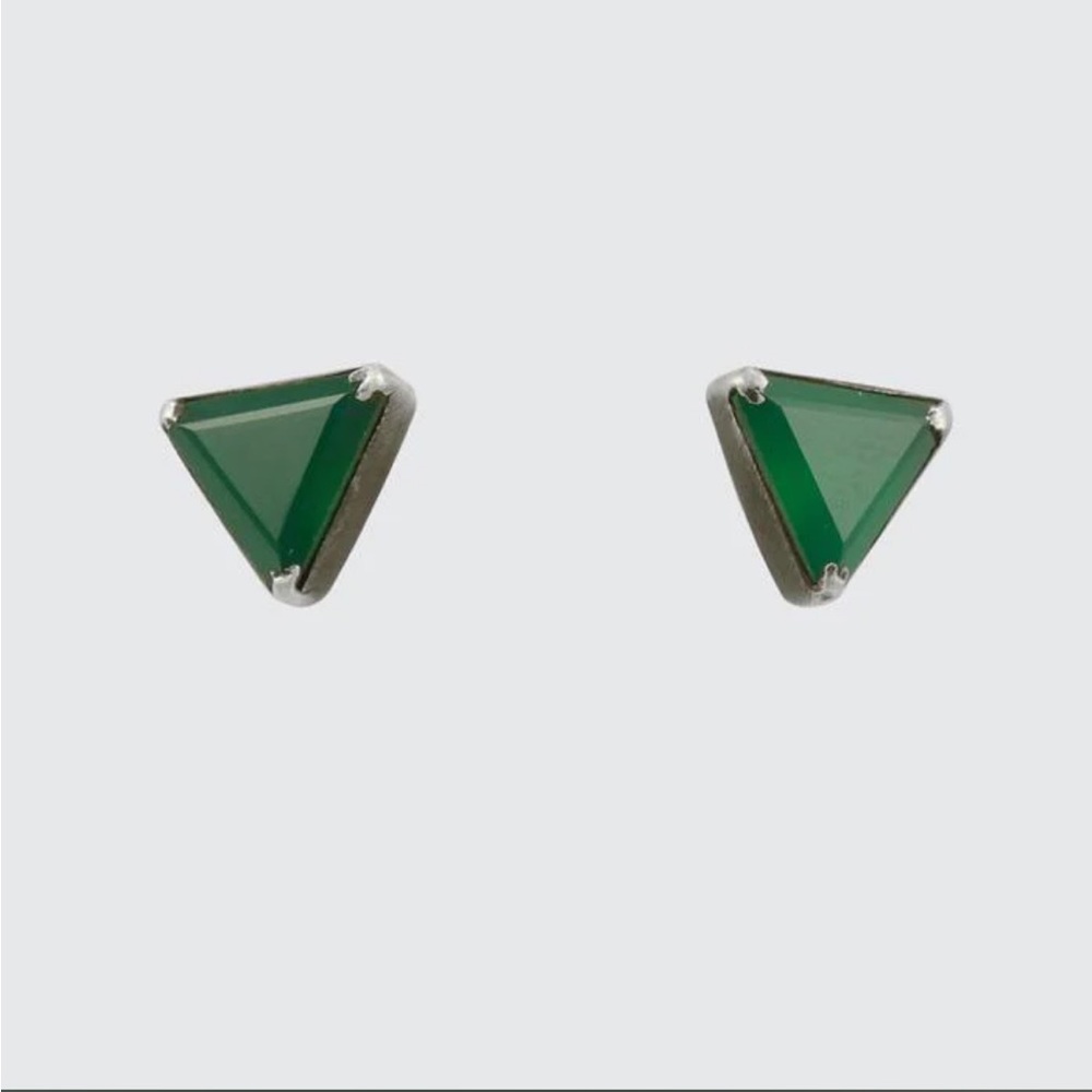 Jane Diaz green onyx and sterling stud earrings new in box